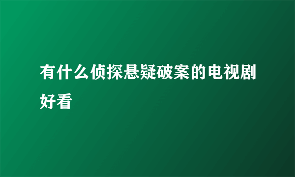 有什么侦探悬疑破案的电视剧好看