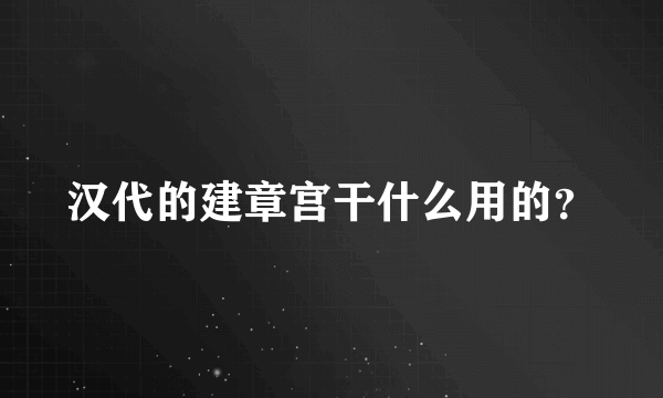 汉代的建章宫干什么用的？