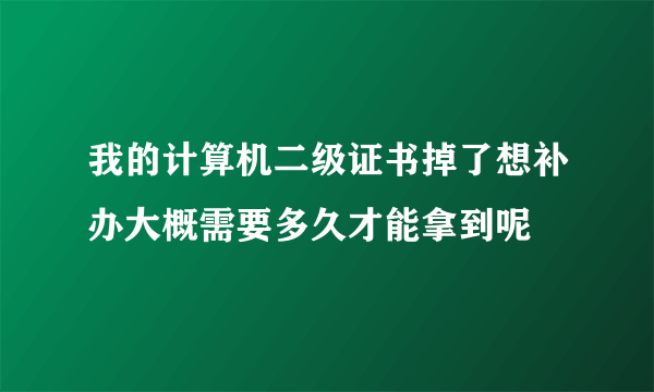 我的计算机二级证书掉了想补办大概需要多久才能拿到呢