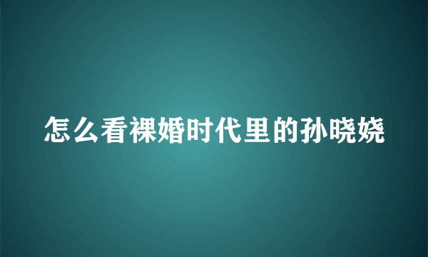 怎么看裸婚时代里的孙晓娆