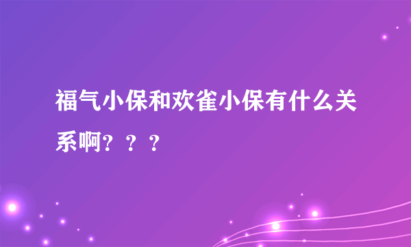 福气小保和欢雀小保有什么关系啊？？？