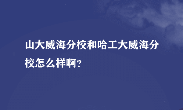 山大威海分校和哈工大威海分校怎么样啊？