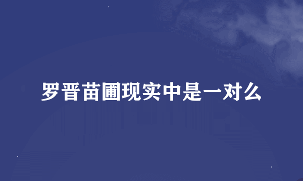 罗晋苗圃现实中是一对么