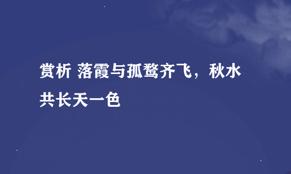 赏析 落霞与孤鹜齐飞，秋水共长天一色