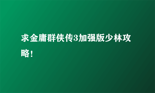 求金庸群侠传3加强版少林攻略！