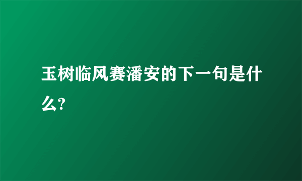 玉树临风赛潘安的下一句是什么?