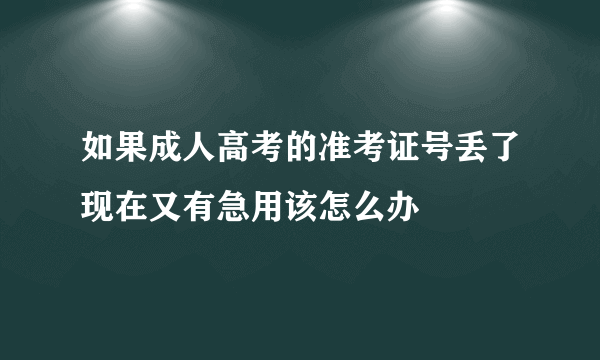 如果成人高考的准考证号丢了现在又有急用该怎么办