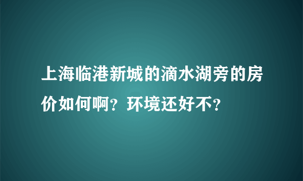 上海临港新城的滴水湖旁的房价如何啊？环境还好不？