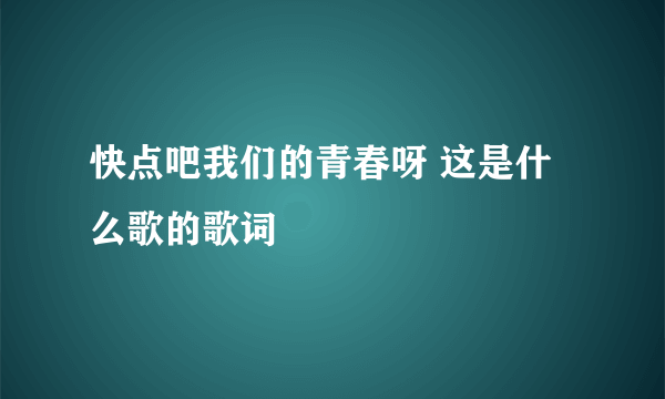 快点吧我们的青春呀 这是什么歌的歌词