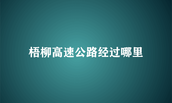 梧柳高速公路经过哪里