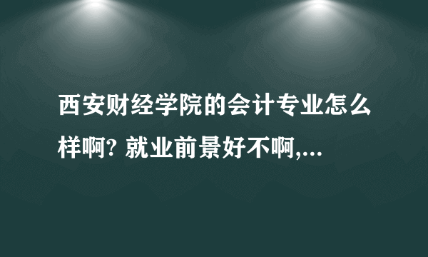 西安财经学院的会计专业怎么样啊? 就业前景好不啊,学出来有用吗,都是干什么的啊.神啊,帮帮我把!