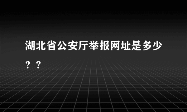 湖北省公安厅举报网址是多少？？