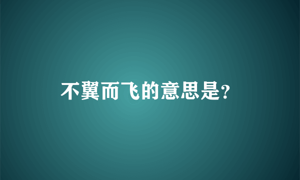 不翼而飞的意思是？