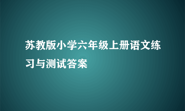 苏教版小学六年级上册语文练习与测试答案