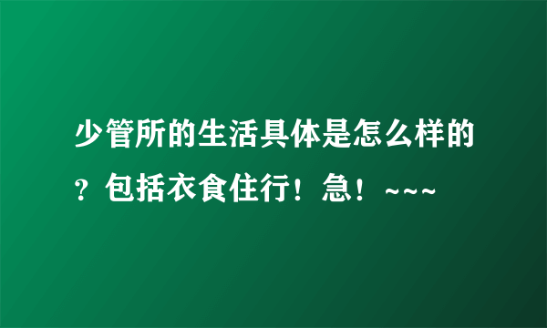 少管所的生活具体是怎么样的？包括衣食住行！急！~~~