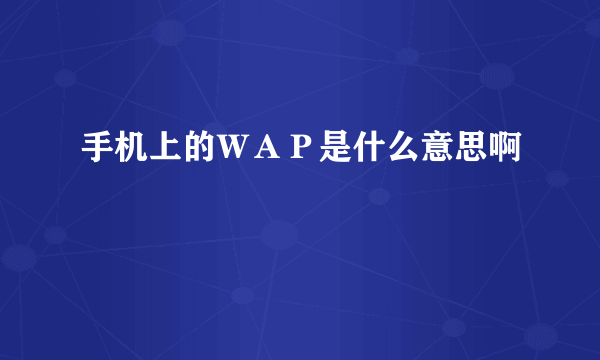 手机上的ＷＡＰ是什么意思啊