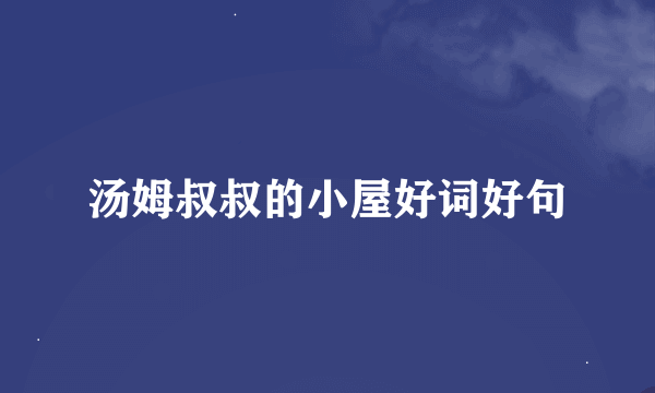 汤姆叔叔的小屋好词好句