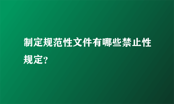 制定规范性文件有哪些禁止性规定？