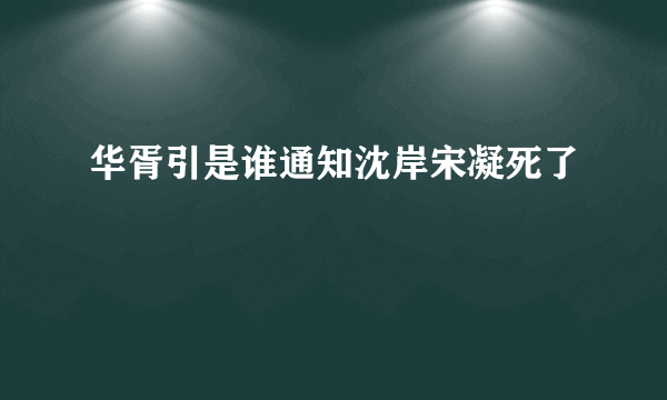 华胥引是谁通知沈岸宋凝死了