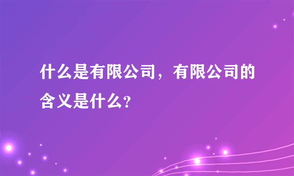 什么是有限公司，有限公司的含义是什么？