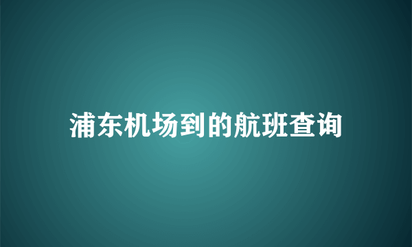 浦东机场到的航班查询