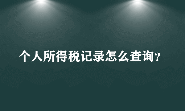 个人所得税记录怎么查询？