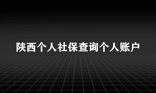 陕西个人社保查询个人账户