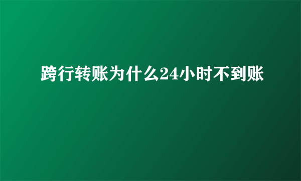 跨行转账为什么24小时不到账