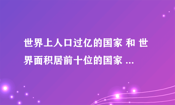 世界上人口过亿的国家 和 世界面积居前十位的国家 世界上一共多少个国家