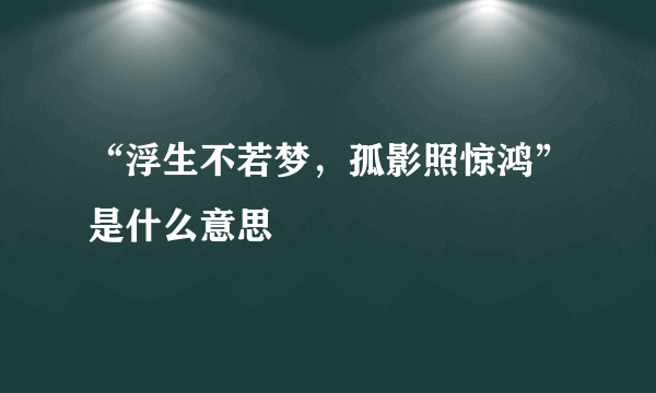 “浮生不若梦，孤影照惊鸿”是什么意思