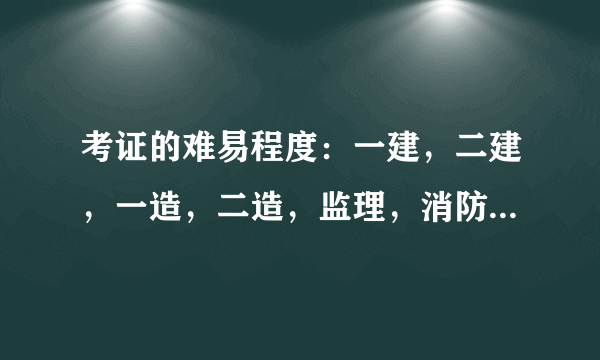 考证的难易程度：一建，二建，一造，二造，监理，消防。经济学15年毕业。