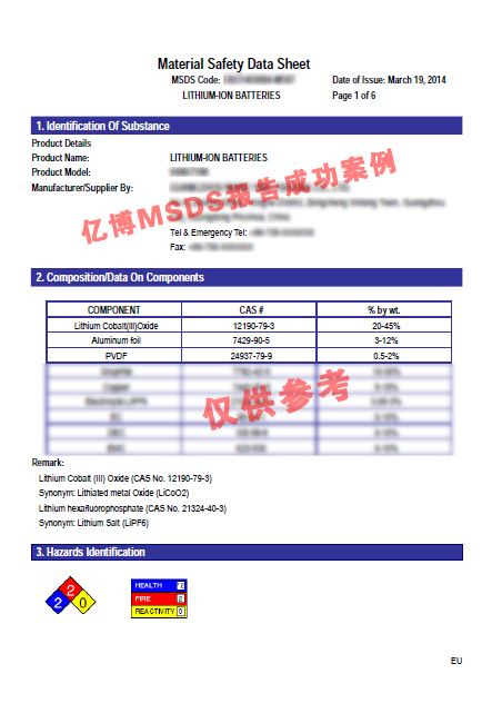 MSDS报告的内容