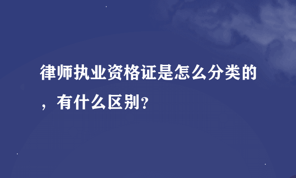 律师执业资格证是怎么分类的，有什么区别？