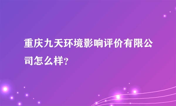 重庆九天环境影响评价有限公司怎么样？