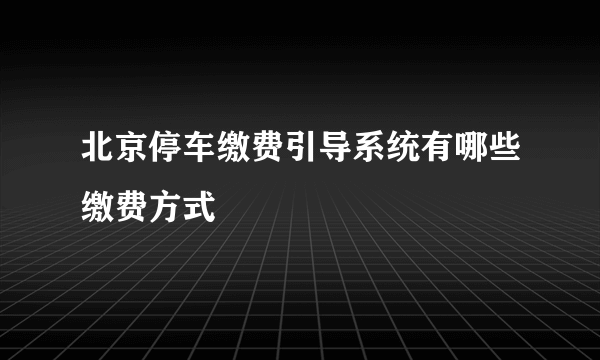 北京停车缴费引导系统有哪些缴费方式