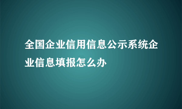 全国企业信用信息公示系统企业信息填报怎么办