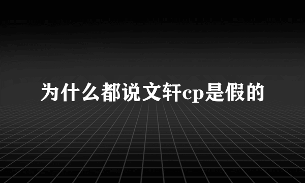 为什么都说文轩cp是假的