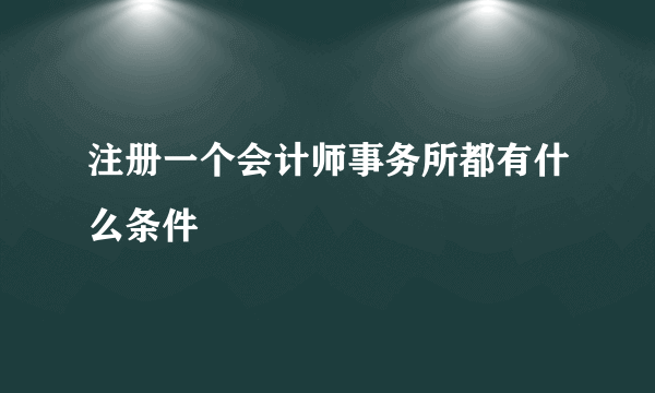 注册一个会计师事务所都有什么条件