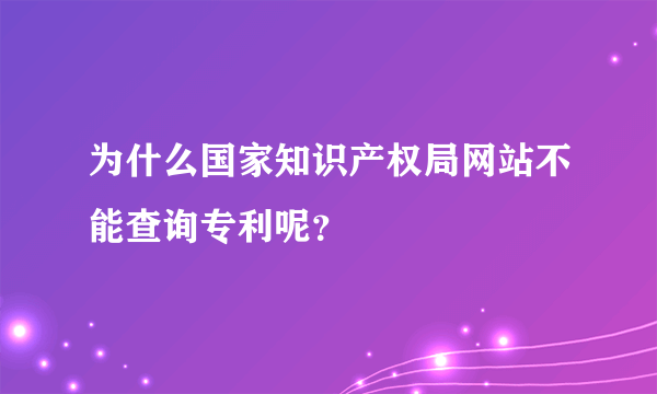 为什么国家知识产权局网站不能查询专利呢？