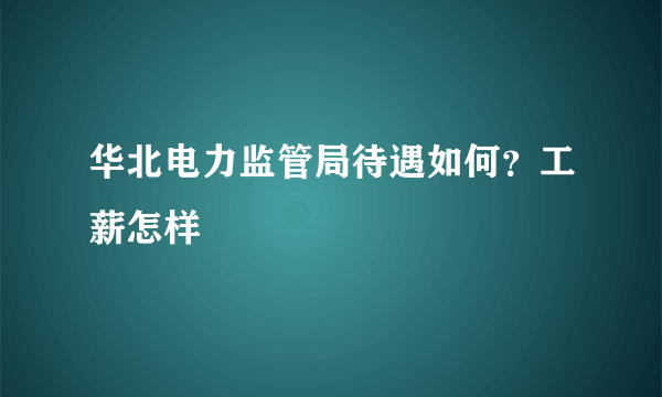 华北电力监管局待遇如何？工薪怎样