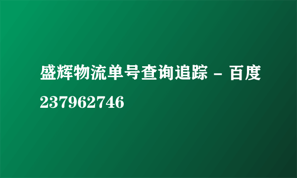 盛辉物流单号查询追踪 - 百度237962746