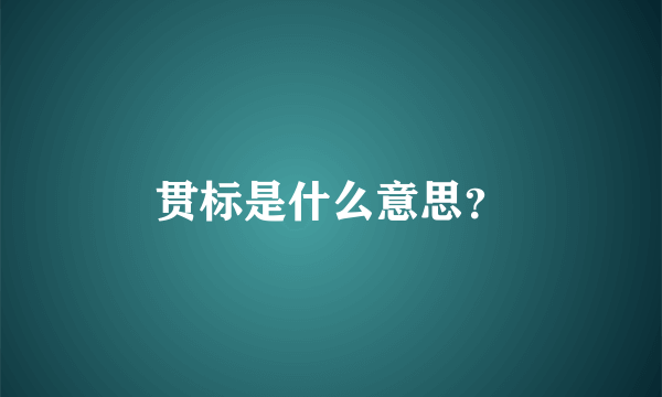 贯标是什么意思？