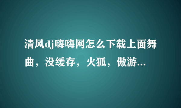 清风dj嗨嗨网怎么下载上面舞曲，没缓存，火狐，傲游，谷歌浏览器插件