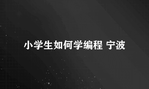 小学生如何学编程 宁波