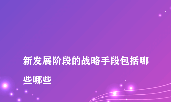 
新发展阶段的战略手段包括哪些哪些

