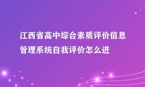 江西省高中综合素质评价信息管理系统自我评价怎么进