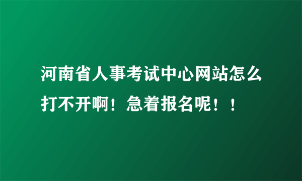 河南省人事考试中心网站怎么打不开啊！急着报名呢！！