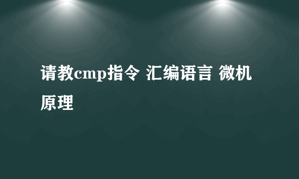 请教cmp指令 汇编语言 微机原理