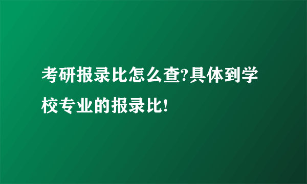 考研报录比怎么查?具体到学校专业的报录比!