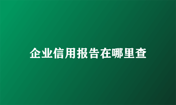 企业信用报告在哪里查